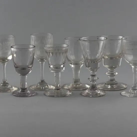 Eight Various Small Vict & Edw Drinking Glasses