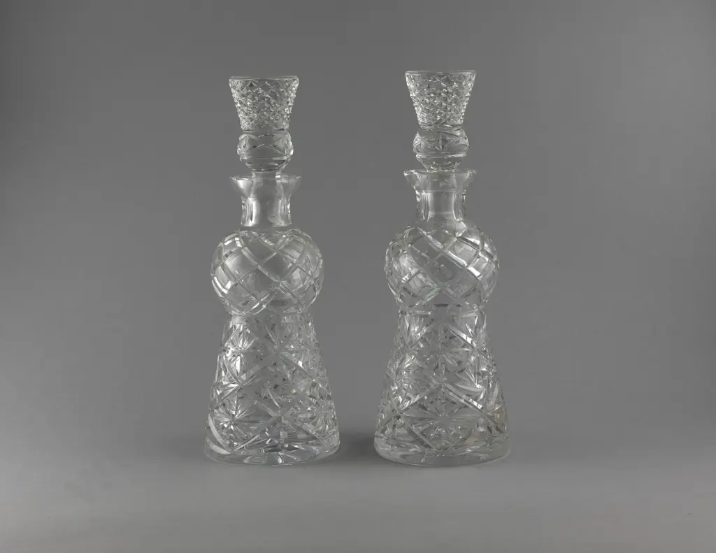 Pair Heavy Crystal Spirit Decanters Image 1++