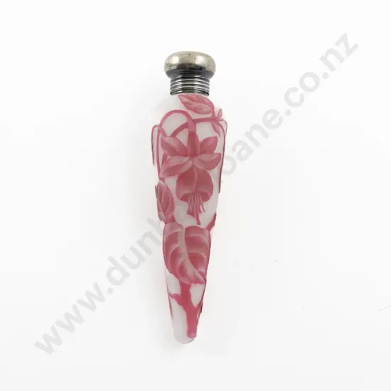 Webb Silver Top Cameo Glass Scent Flask