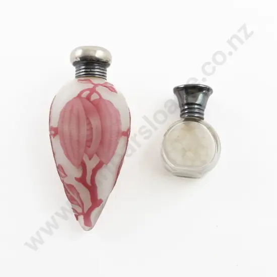 Webb Silver Top Cameo Glass Scent Flask