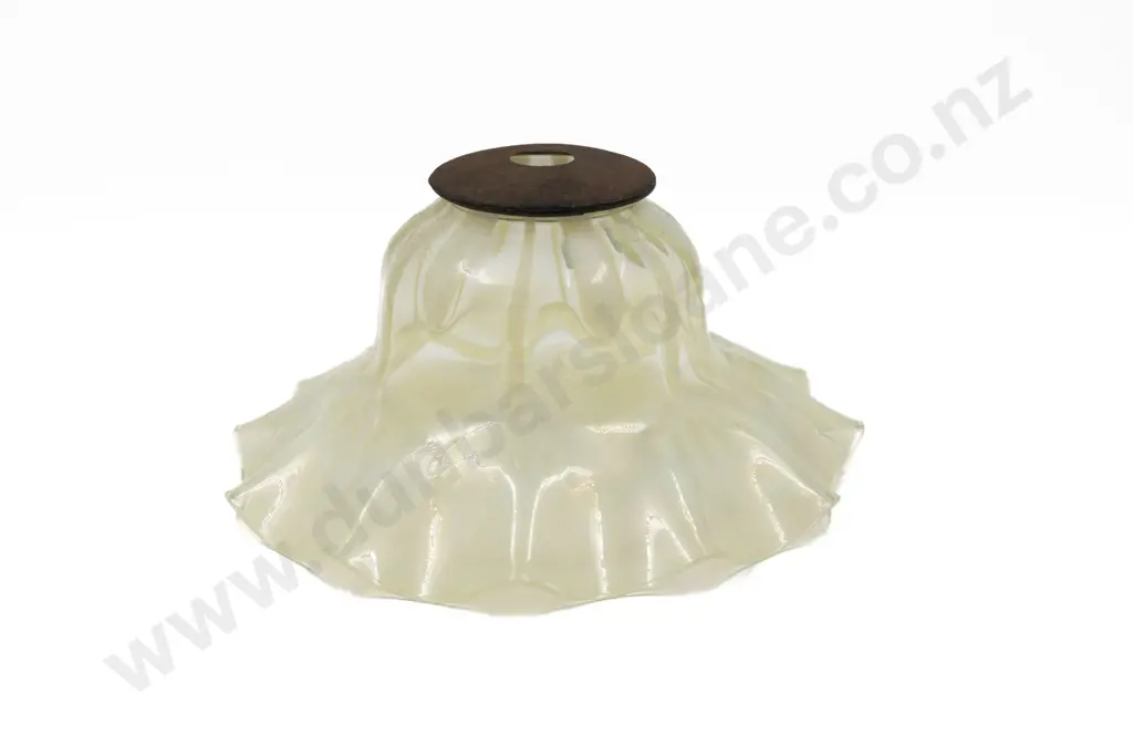 Late Vict Art Nouveau Vaseline Glass Light Shade Image 1++