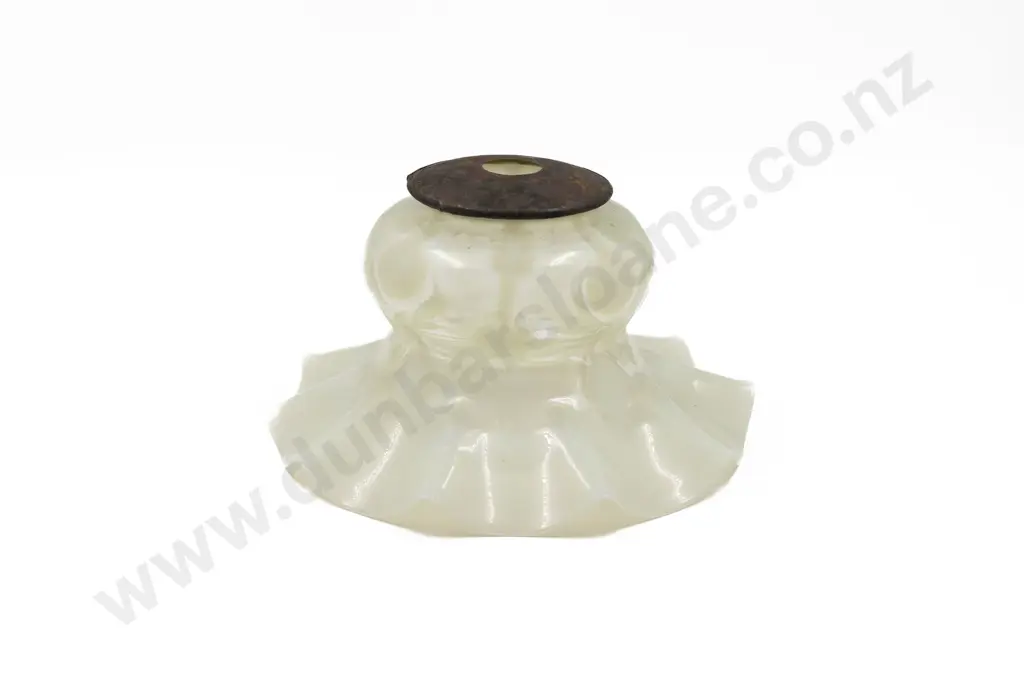 Late Vict Art Nouveau Vaseline Glass Light Shade Image 1++