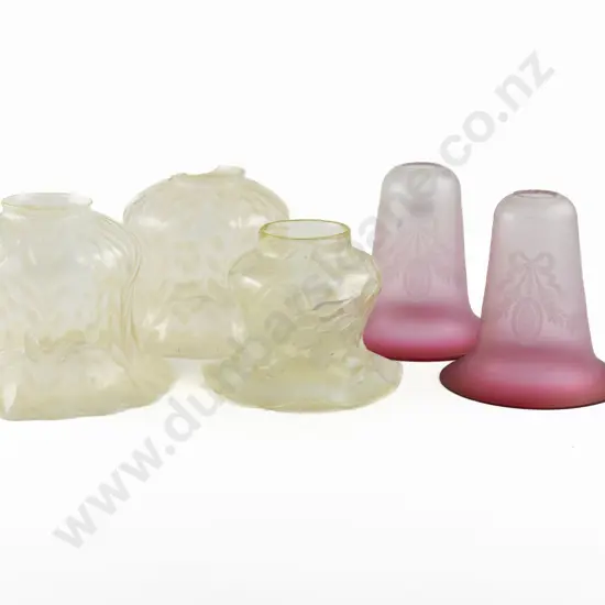 Pair Of Art Nouveau Vaseline Glass Light Shades