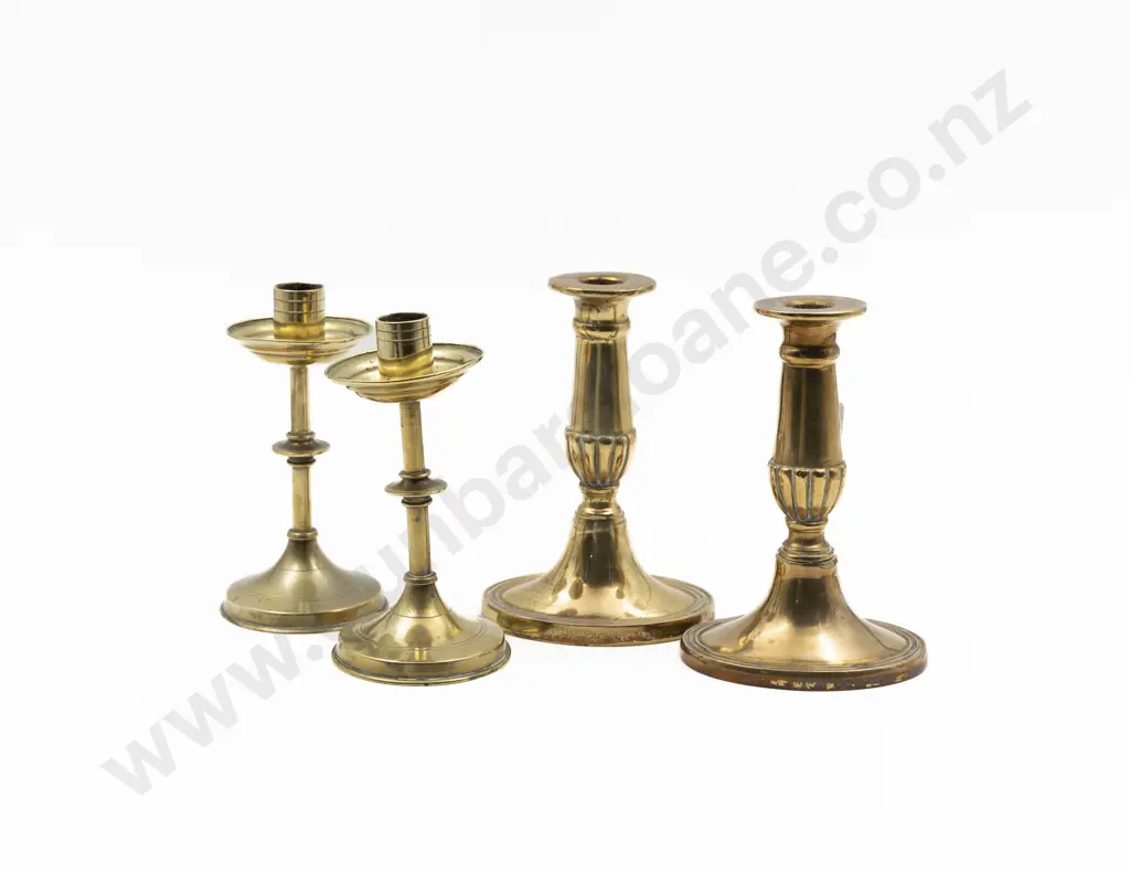 Small Pair Of Regency Brass Candlesticks Image 1++