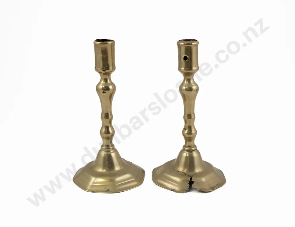 Pair Geo III Brass Candlesticks Image 1++