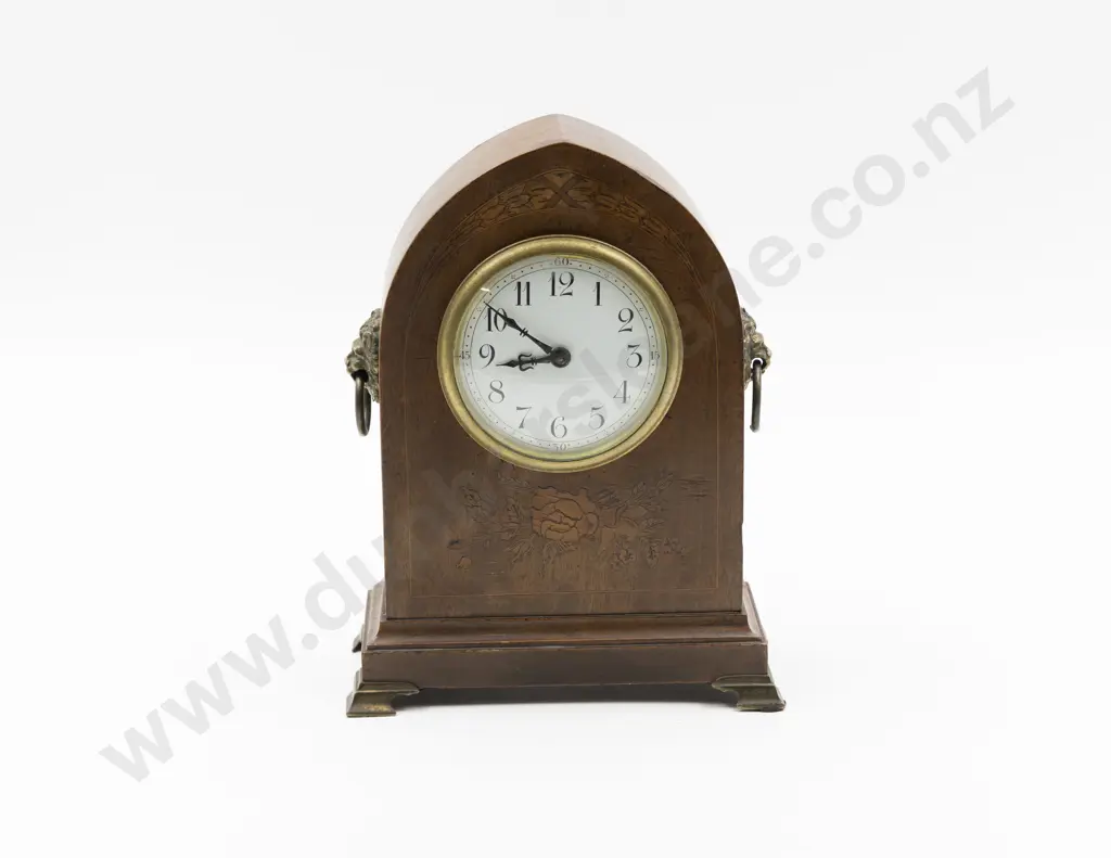 Edwardian Mahogany Sheraton Revival Mantle Clock Image 1++