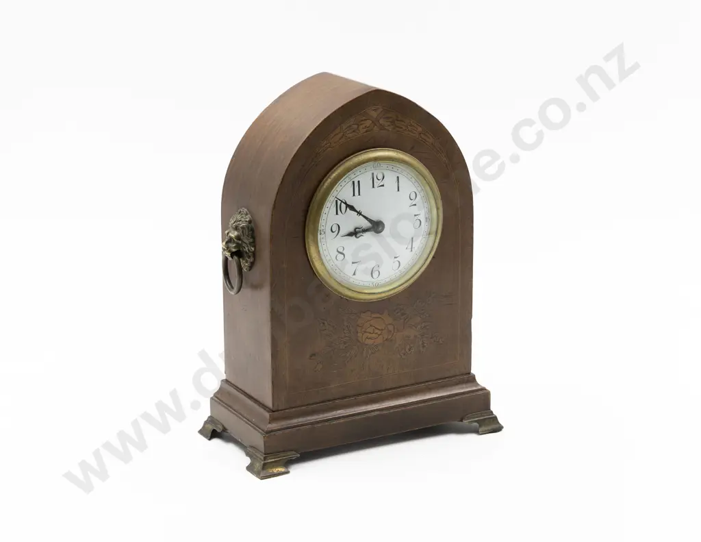 Edwardian Mahogany Sheraton Revival Mantle Clock Image 1++