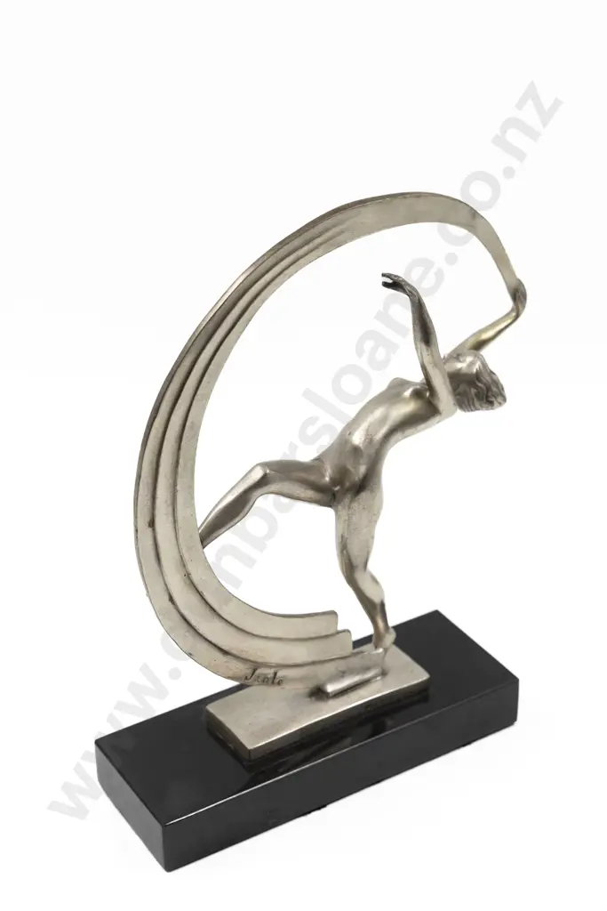 Rare & Original 1930s Max Le Verrier "Janle" Ribbon Dancer Silvered Bronze Figure Image 1++