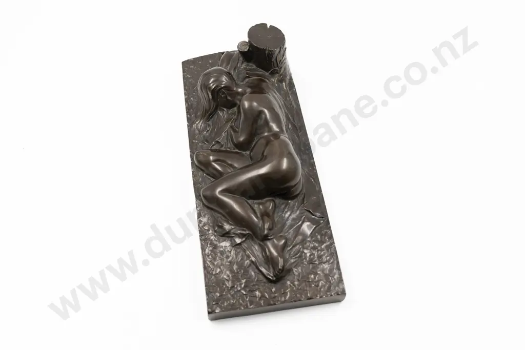 Bronze Of A Nude Sleeping By A Tree Stump Image 1++