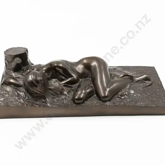 Bronze Of A Nude Sleeping By A Tree Stump