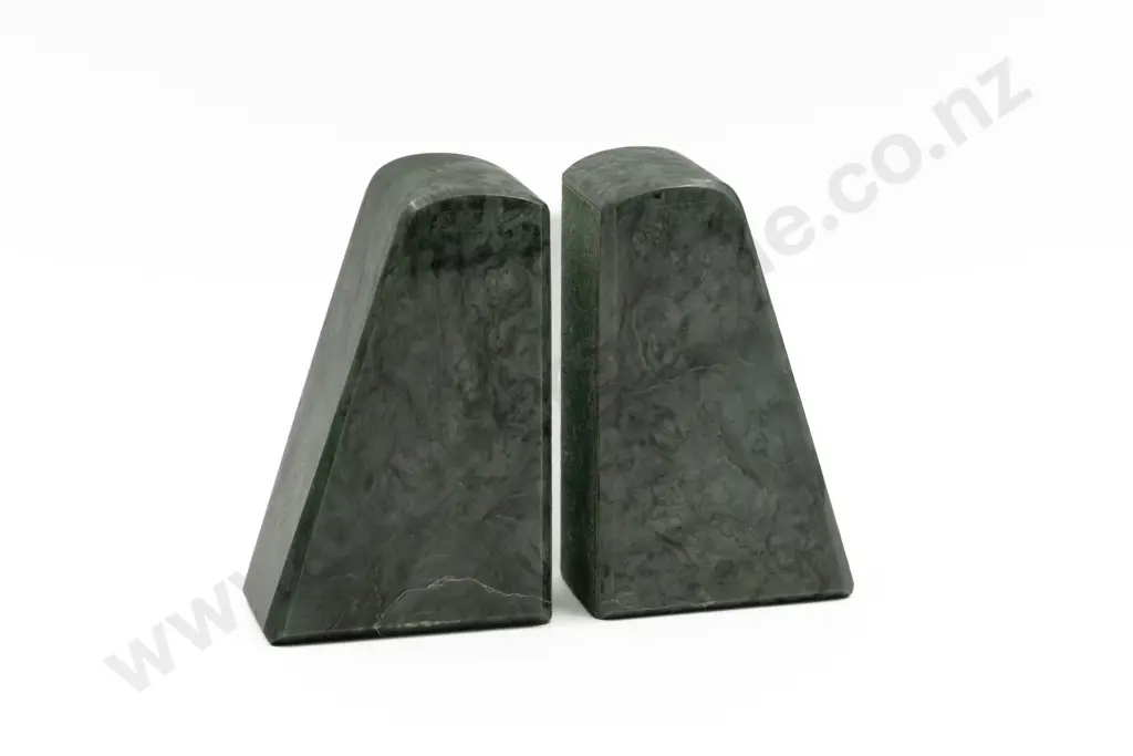 Pair Of Polished Greenstone Bookends Image 1++