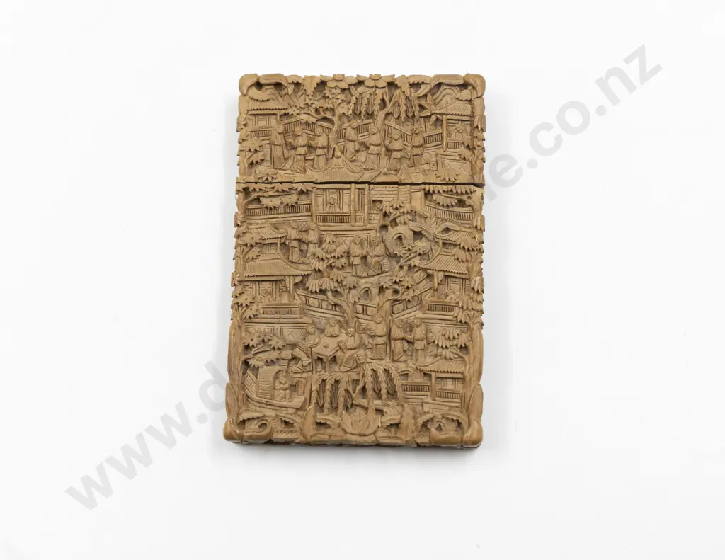 Late C19th Chinese Finely Carved Calling Card Case Image 1++