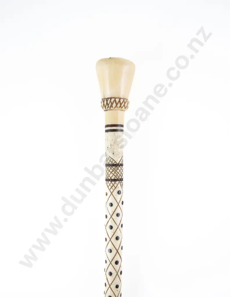 Antique Marine Ivory and Bone Walking Stick Image 1++