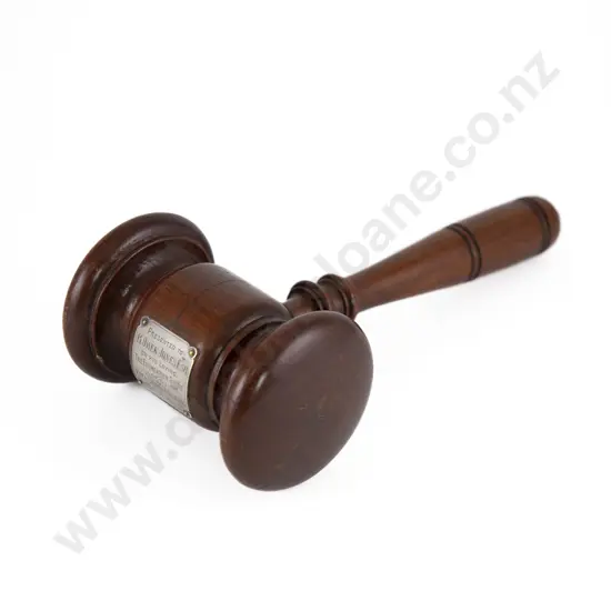 South African Large Early C20th Walnut Presentation Gavel