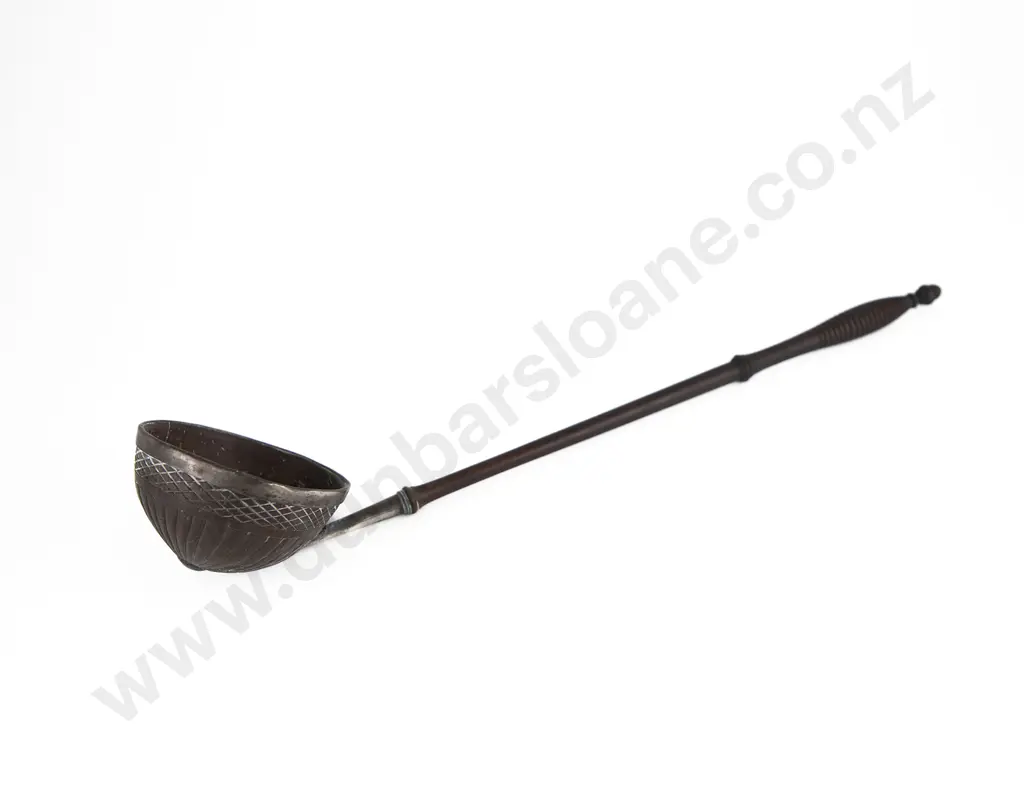 Georgian Silver Mounted Coconut Shell Bowl Punch Ladle Image 1++
