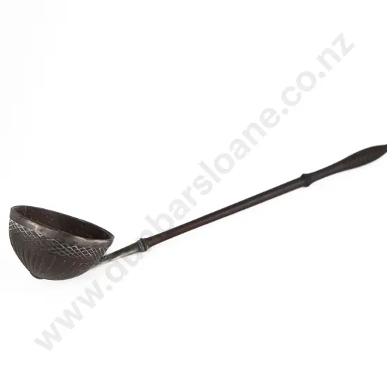 Georgian Silver Mounted Coconut Shell Bowl Punch Ladle