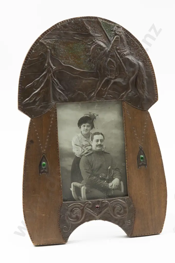 An Art Nouveau Beech & Applied Copper Photograph Frame Image 1++