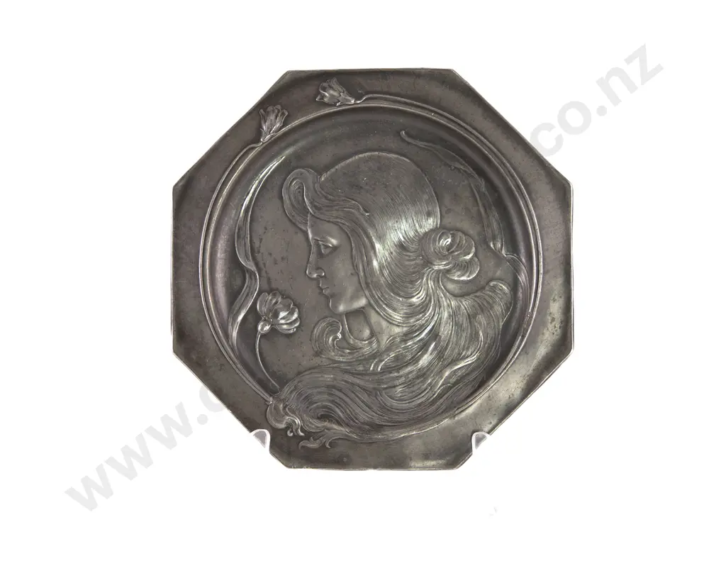 WMF Art Nouveau Octagonal Pewter Plate Image 1++
