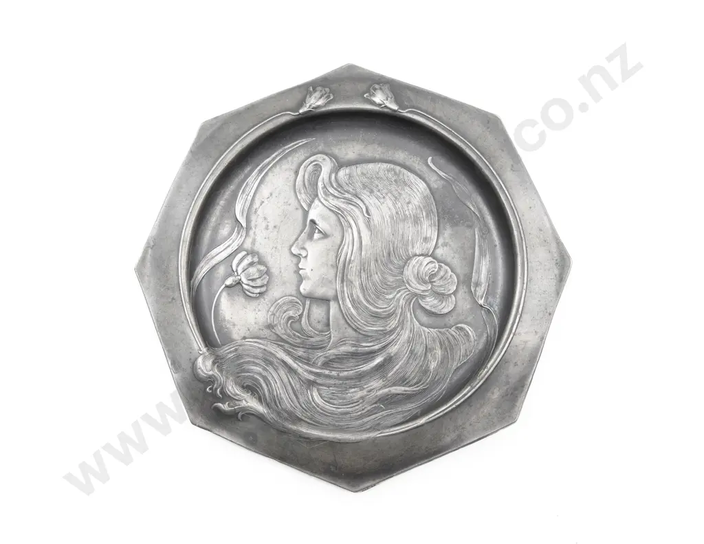 WMF Art Nouveau Octagonal Pewter Plate Image 1++