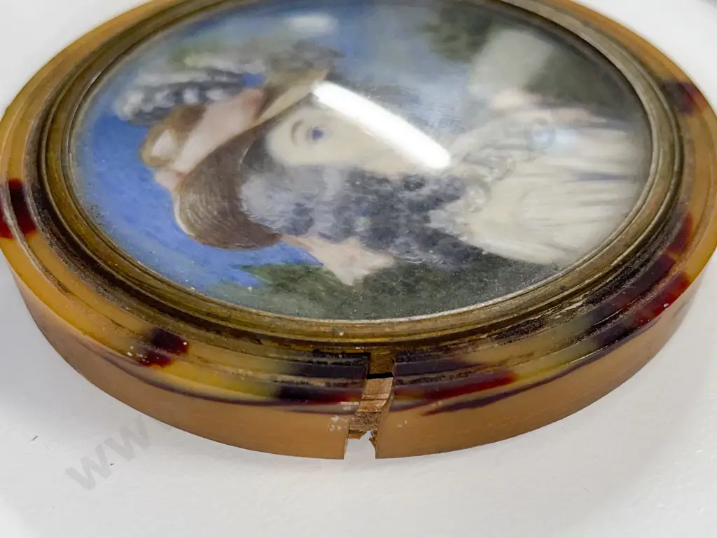 C19th Circular Portrait Miniature of a Victorian Lady Wearing A Bonnet Image 1++