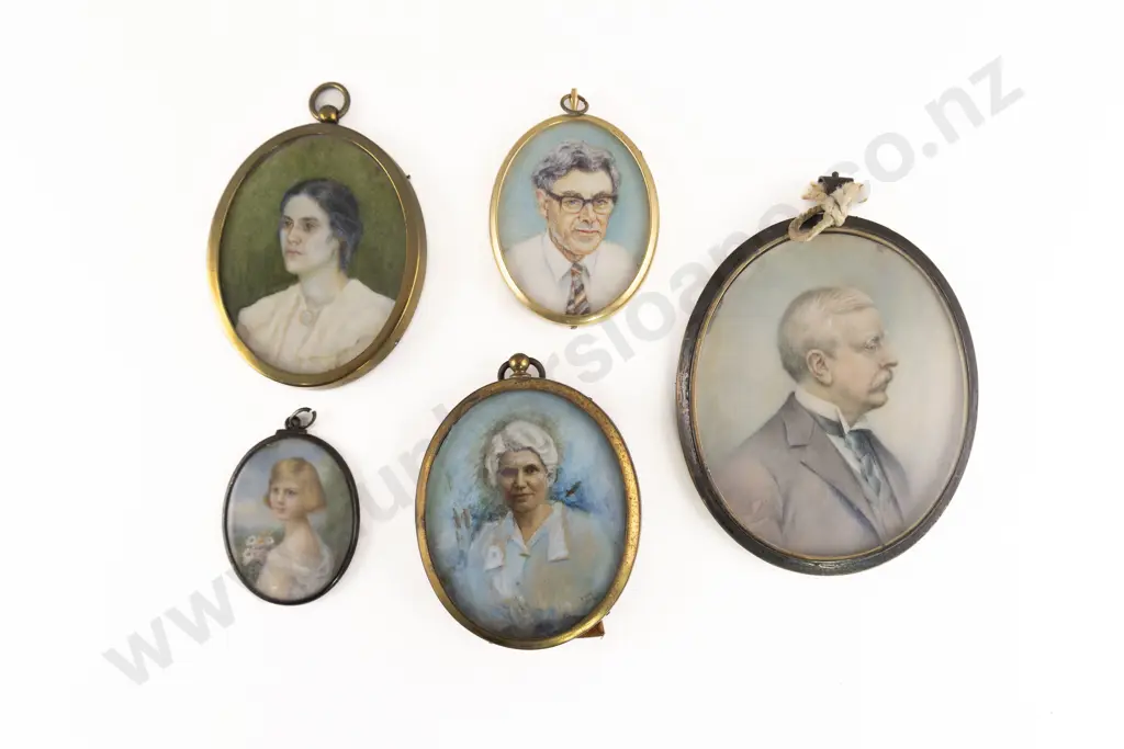 Five Early C20th Portrait Miniatures Image 1++