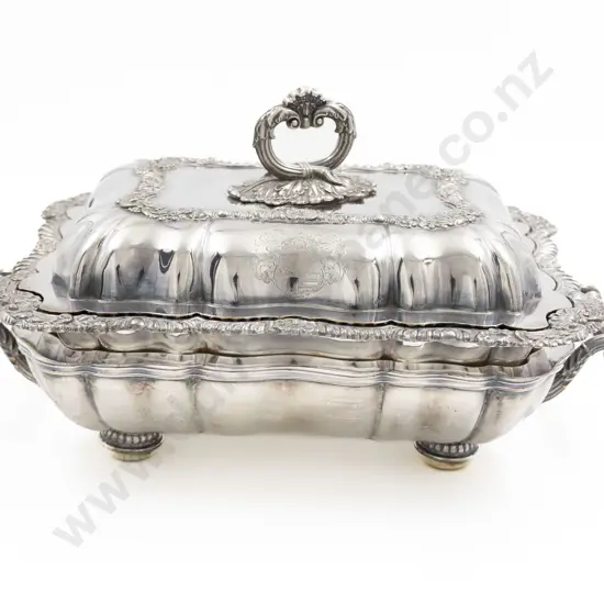Late Vict Sheffield Plate Two Handled Entree Dish