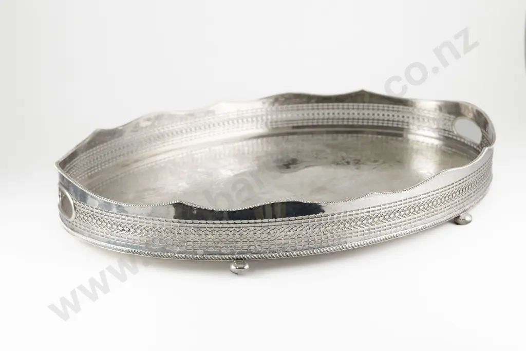 Large Oval S/Plate Two Handled Banquet Drinks Tray Image 1++