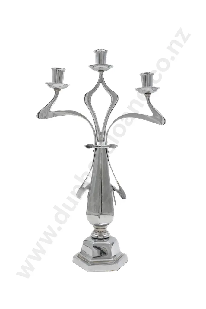 Art Nouveau Chrome Plated Candelabrum Image 1++