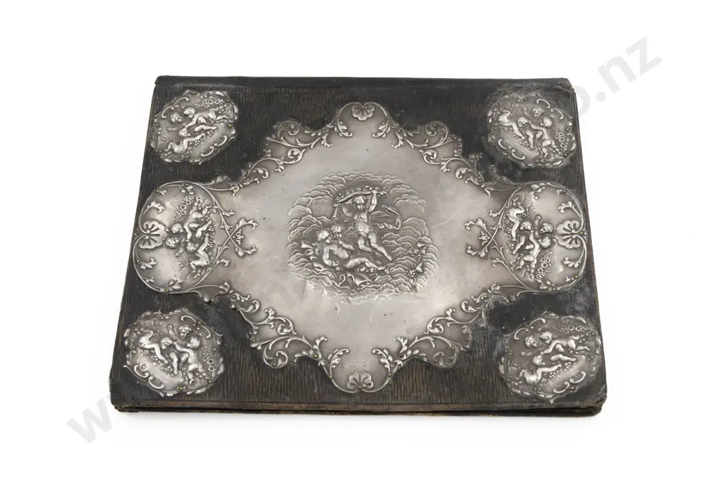 Edw VII S/S Mounted Art Nouveau Leather Desk Blotter Image 1++