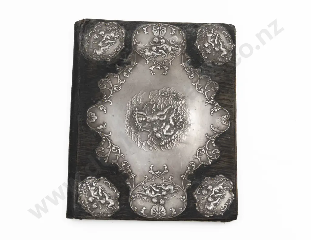 Edw VII S/S Mounted Art Nouveau Leather Desk Blotter Image 1++