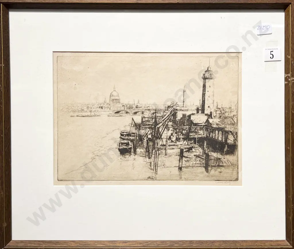 Sydney Loy - Thames from Waterloo Bridge - Etching Image 1++