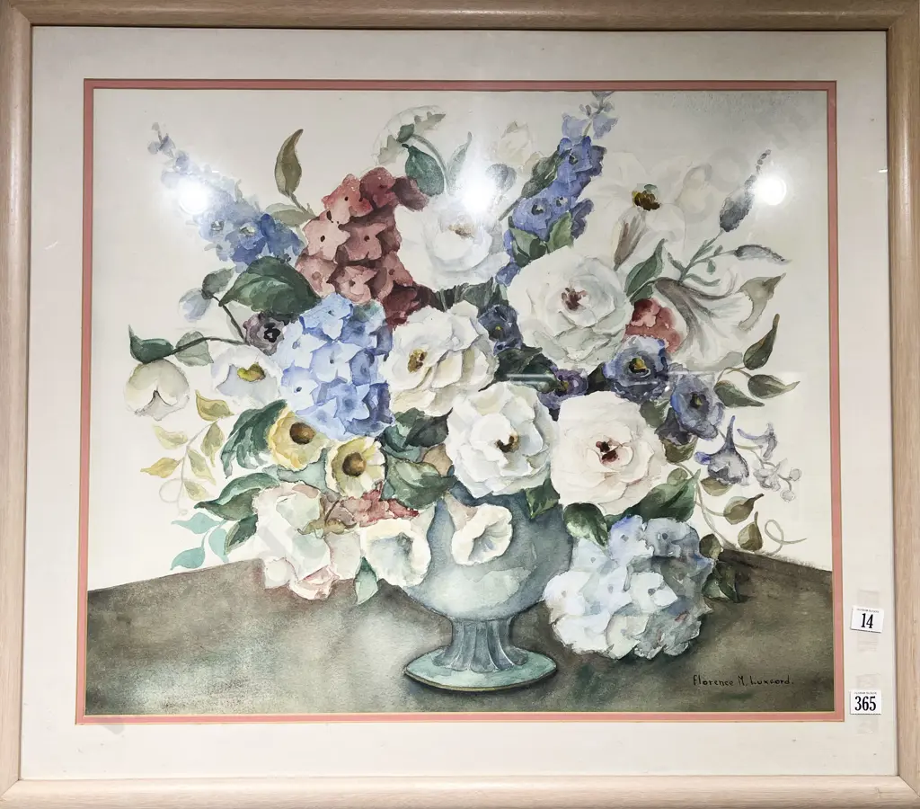 Florence M. Luxford - Floral Still Life - W/C on Paper Image 1++