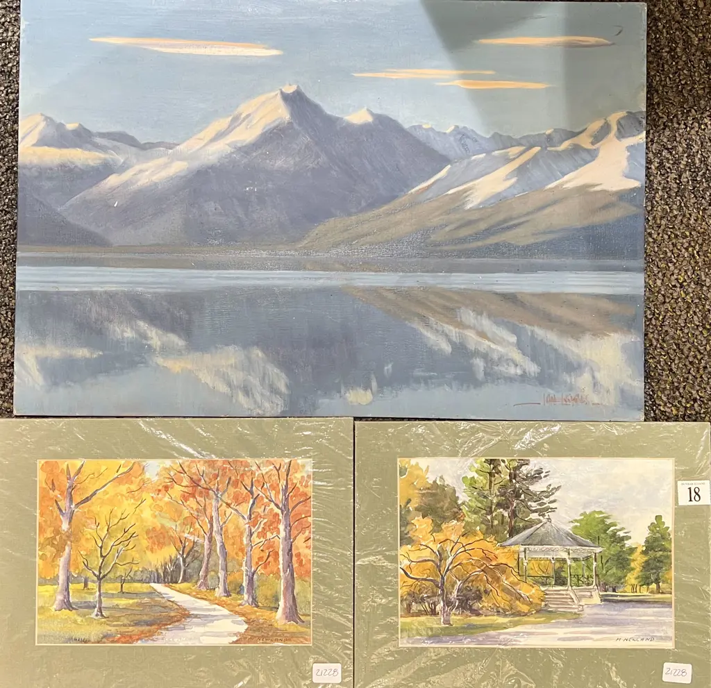Ian Lewis - Mountain Scape - Together with Two M.W. Lewis W/C Image 1++