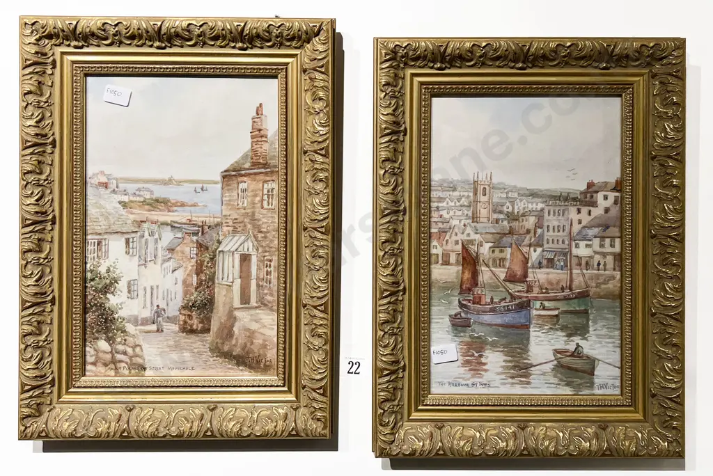 T.H. Victor - Two Gilt Framed Scenic W/Cs Image 1++