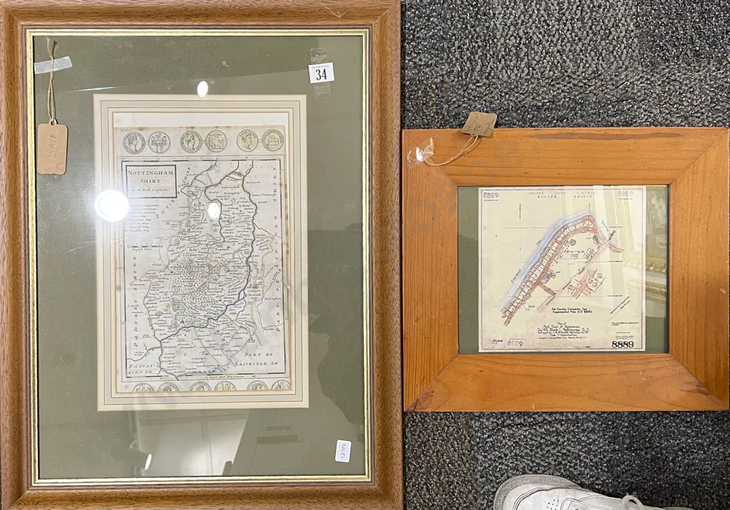 Framed Map Together with Vintage Survey Plan Image 1++