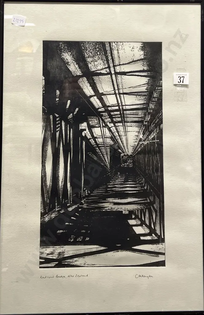 Indistinctly Signed - Railroad Bridge NZ - Print Image 1++