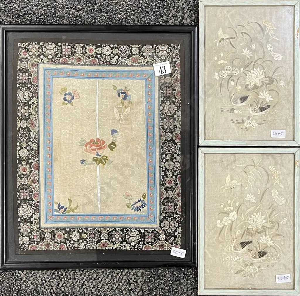 Three Framed Silkworks Image 1++