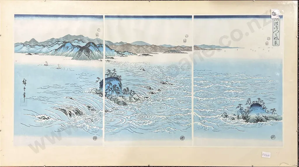 Ichiryusai Hiroshige - View of Naruto Straits at Awa Province - Print Image 1++