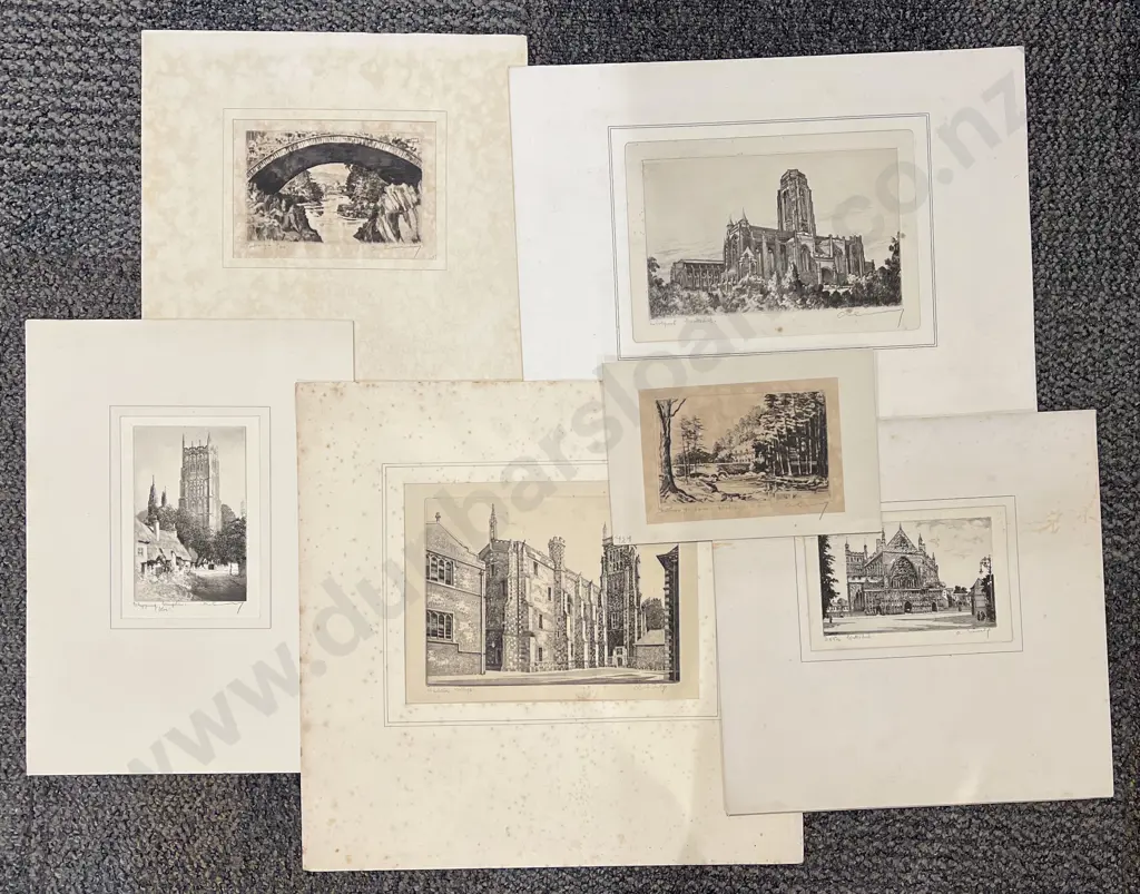 Six A. Simes Etchings (Unframed) Image 1++
