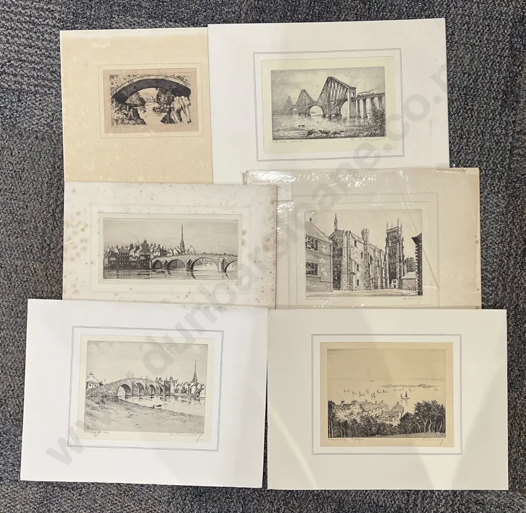Six A. Simes Etchings (Unframed) Image 1++