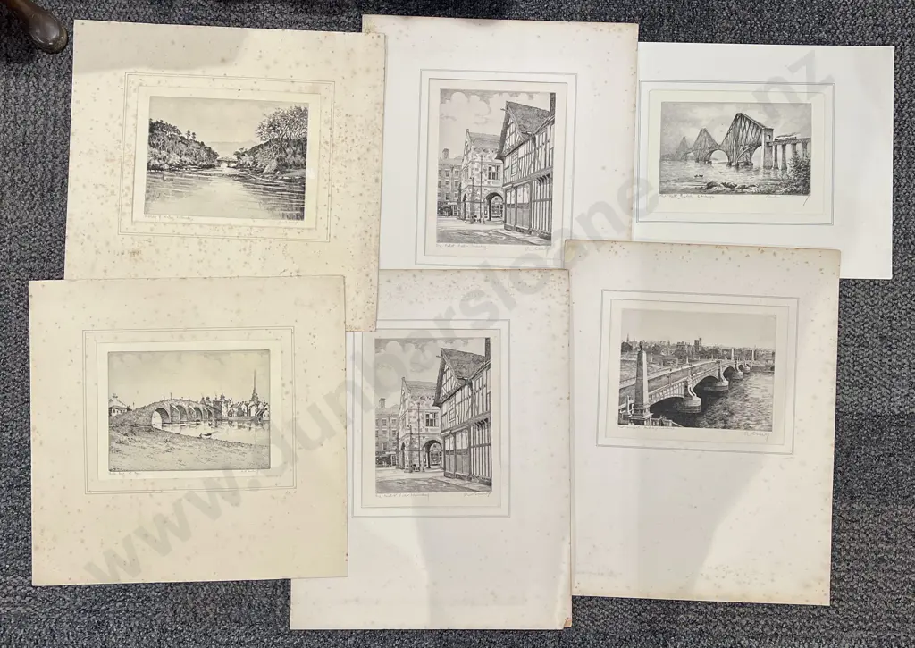Six A. Simes Etchings (Unframed) Image 1++