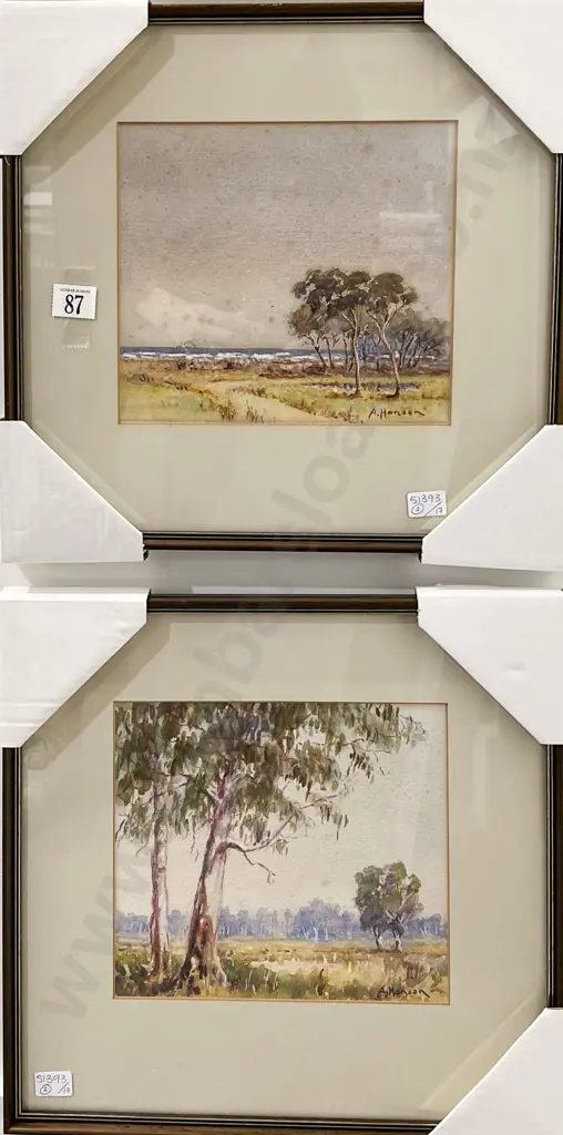 A. Hansen - Pair of Landscapes - Watercolour Image 1++