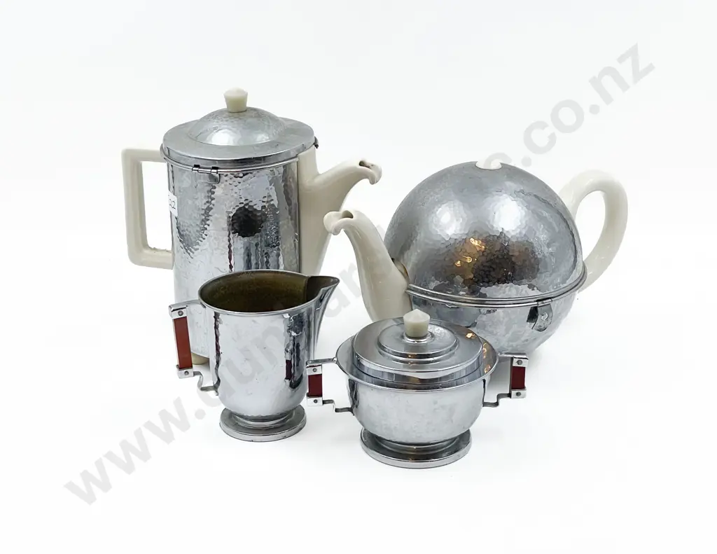 Four Piece Stayhot Chrome Plate Tea Set Image 1++