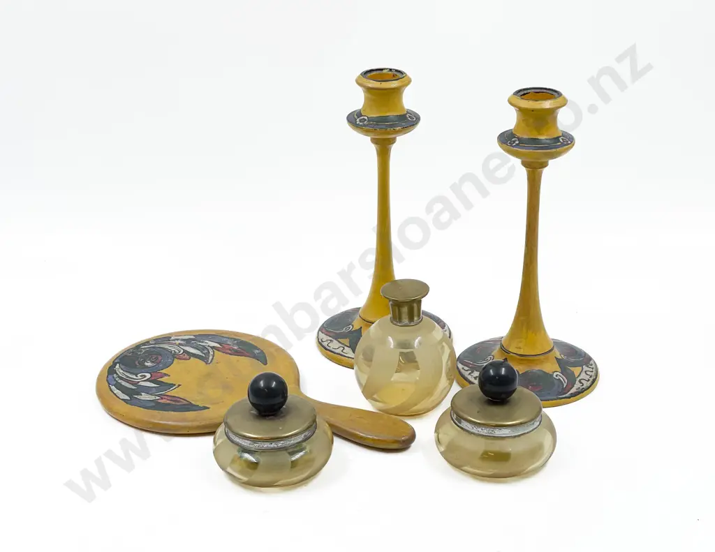 Small Quantity of Hand Painted Woodware and Vanity Pots Image 1++