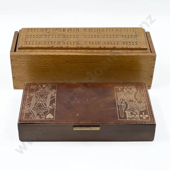 Cribbage Box Together with Assorted Playing Cards etc