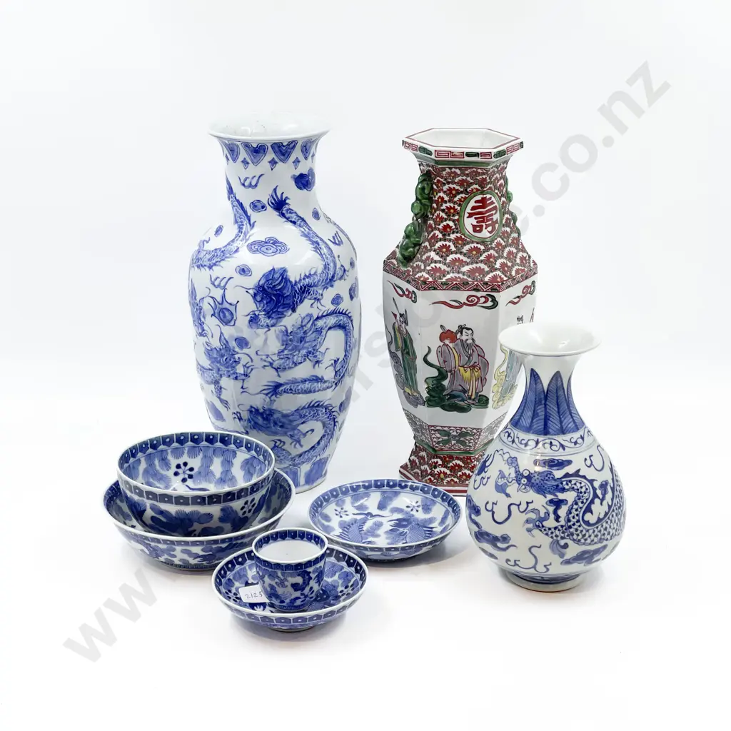 Three Chinese Cases Together with Small Quantity of Blue and White China Image 1++