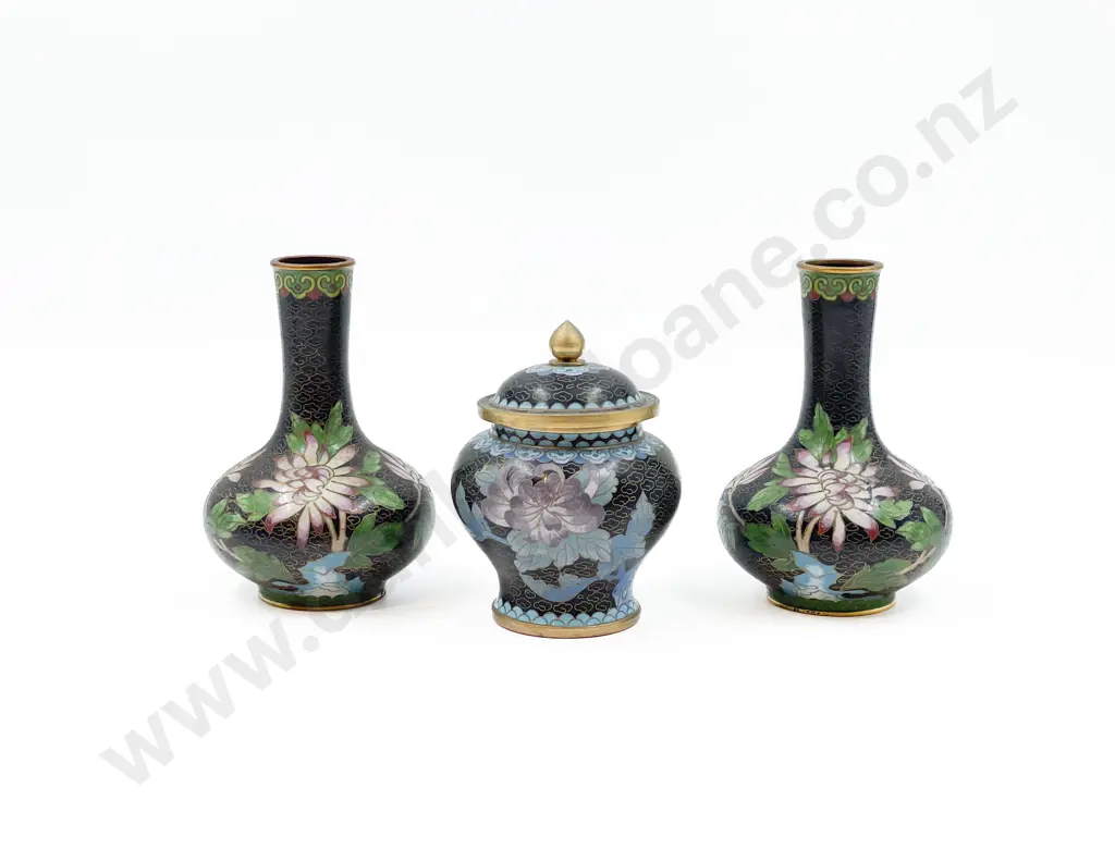 Three Pieces of Cloisonné Image 1++