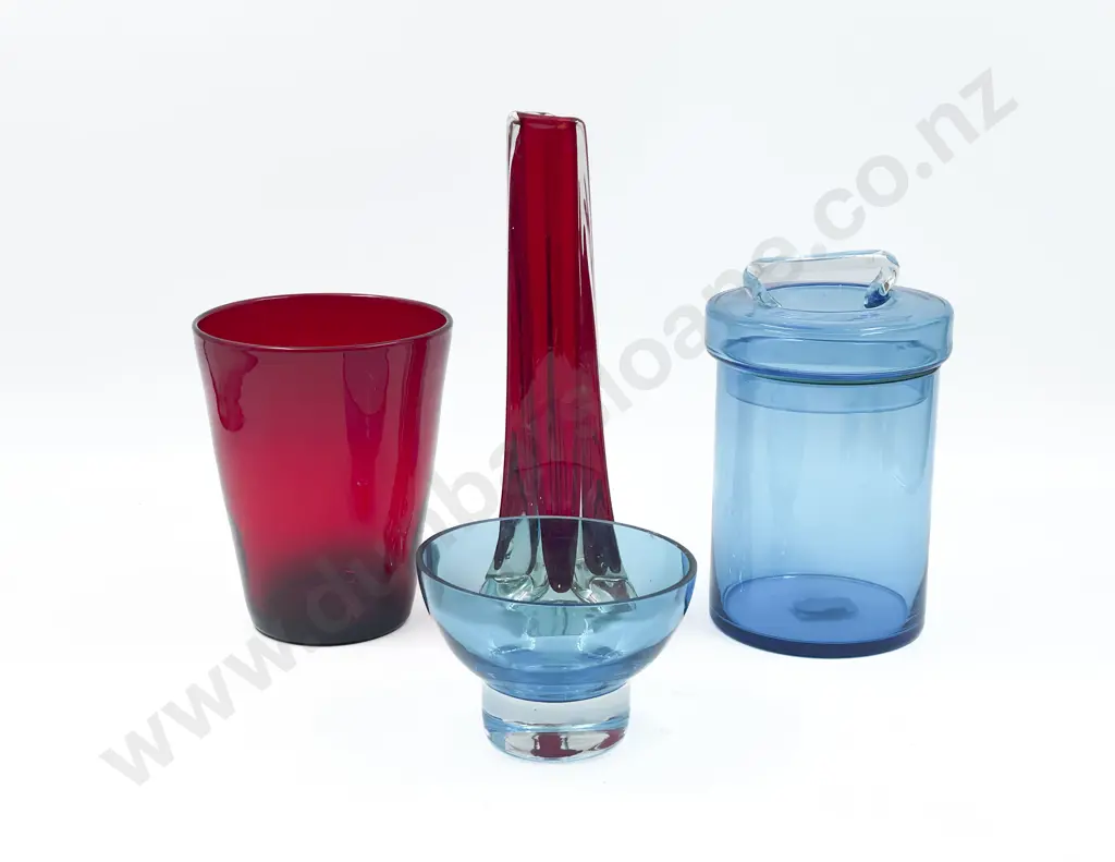 Two Whitefriars Ruby Vases with Two Others Image 1++