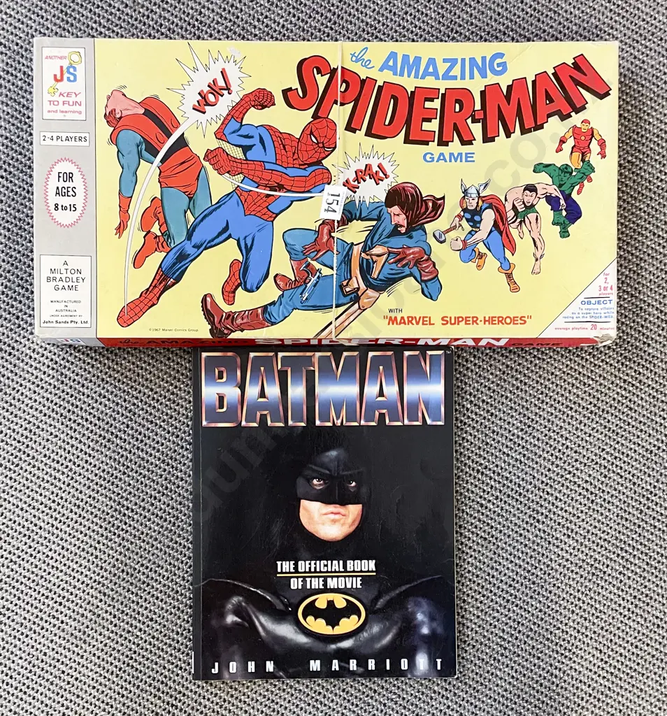 Vintage "The Amazing Spiderman" Board Game with "Batman the Official Book of the Movie" Image 1++