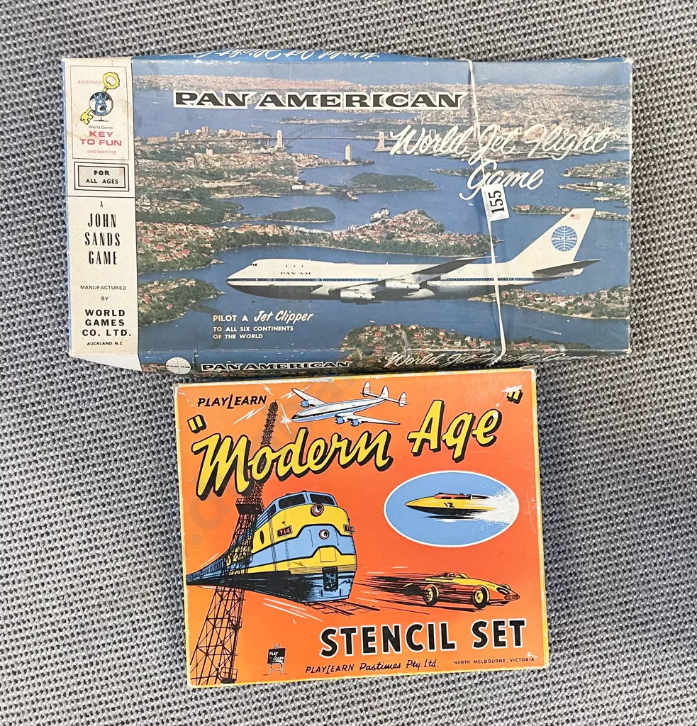Vintage Pan American Board Game with Stencil Set Image 1++